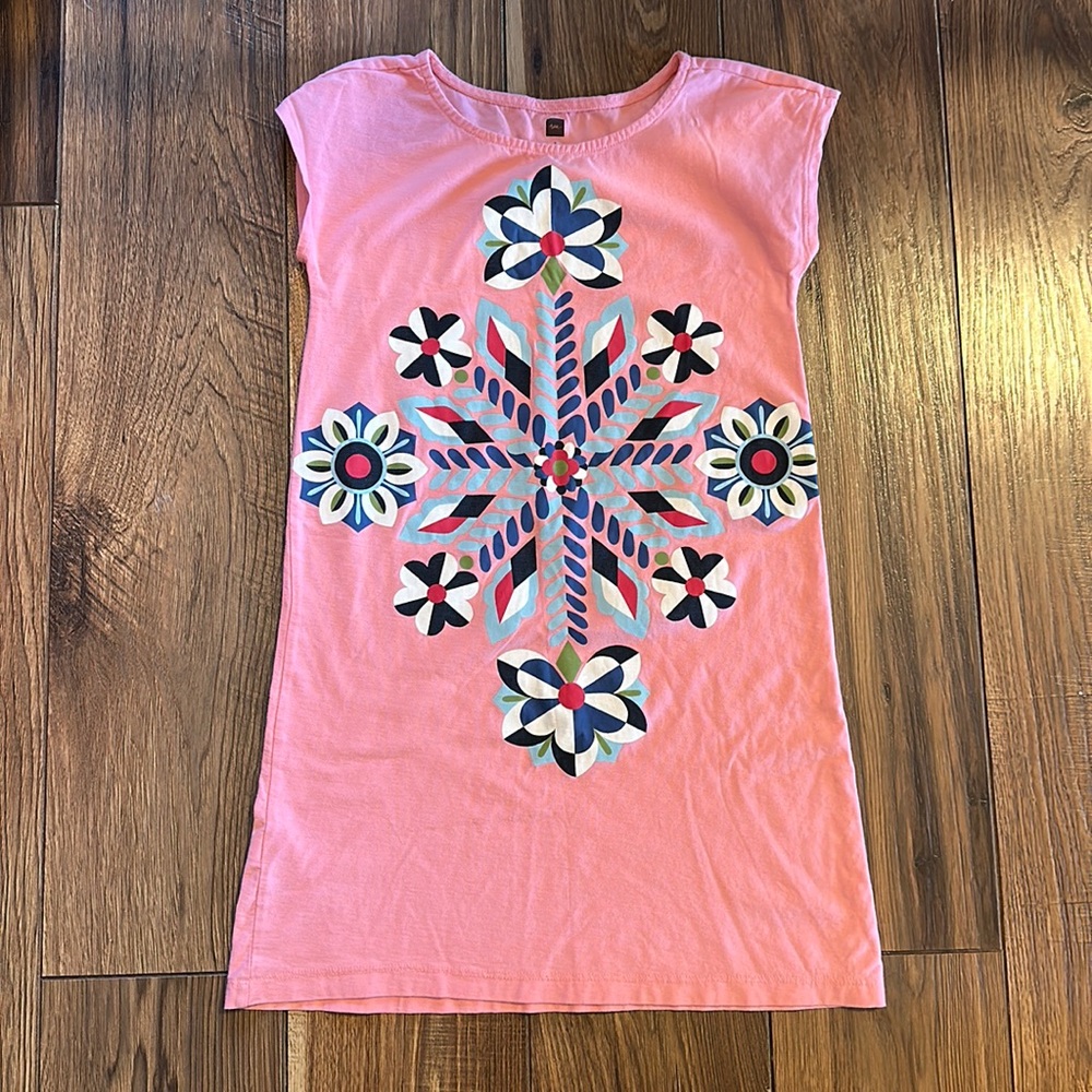 Tea Collection Pink Tee Shirt Dress Size 7